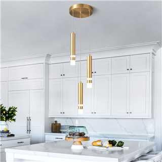 ZPBSJ Modern Pendant Light Adjustable Height LED Gold Mini Pendant Light for Kitchen Island Bedroom Bedside Table Small Pendant Lights(3-Lights) - Image 2