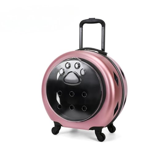 Conutoo ペットキャリーバッグ ペットバッグ 多機能 猫 小型犬 キャスター4輪 通気 伸縮ハンドル 携帯やすい 手提げ 通院 散歩 車載旅行 電車移動 アウトドア お出かけ便利 キャリーケース トランク (ローズゴールド)