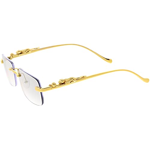 Image of zeroUV Luxe Jaguar Metal Plated Temple Rimless Vintage Square Sunglasses D244