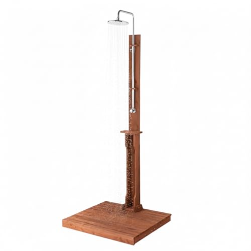 VINGLI Freestanding Outdoor Shower with Base, Solid Cedar Wood Garden Shower for Poolside, Backyard...