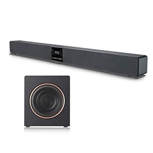 Barra de sonido, 2.1 canales con cable e inalámbrico Bluetooth 4.2 Altavoz de madera Sonido envolvente 3D para teléfonos móviles, discos U, computadoras, consolas de juegos, TV, proyectores,A