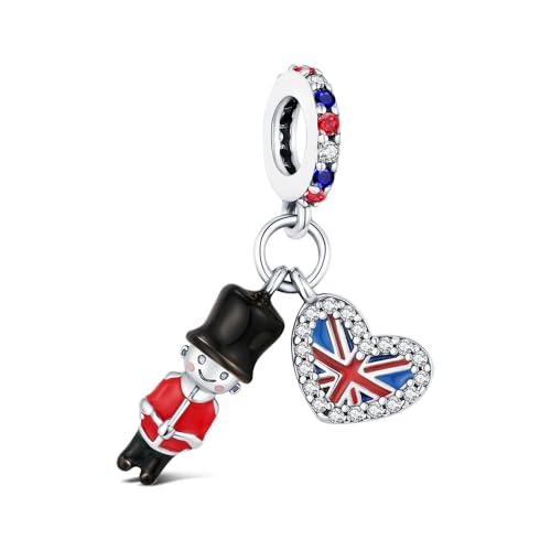 Ciondolo in argento Sterling 925 a forma di guardia del palazzo di Londra, adatto per braccialetti Pandora, da viaggio, con guardie britanniche, regalo di compleanno per donne, MINI, Argento sterling