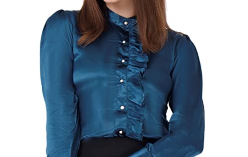 Image of MISVERSE Blue Satin Frill Shirt