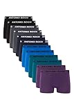 ANTONIO ROSSI (12er-Pack) Herren-Boxer-Hipster - Herren-Boxershorts Multipack mit elastischem Bund, Schwarz, Blau, Grau, Grün, XL