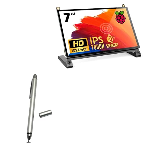 BoxWave Stylus Pen Compatible with ROADOM Raspberry Pi Screen Responsive Smooth Touch (7 in) - DualTip Capacitive Stylus, Fiber Tip Disc Tip Capacitive Stylus Pen - Metallic Silver
