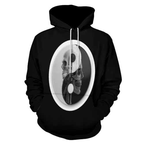 Sweat à capuche imprimé 3D futuriste noir avec poche timon pratique