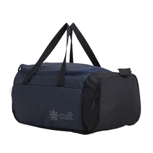 Image of Cult 25 Litre Gym /Duffle Bag for Men & Women - Water-Resistant Sports & Travel Bag with Spacious Main Compartment, Side Mesh Pocket, Durable Zippers & Adjustable Shoulder Strap - Black Navy