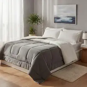 Coberdrom Queen Size Dupla Face Extra Grosso – Edredom Inverno Encorpado, Toque Macio, Conforto Térmico Premium, Aconchegante e Luxuoso (Cinza)