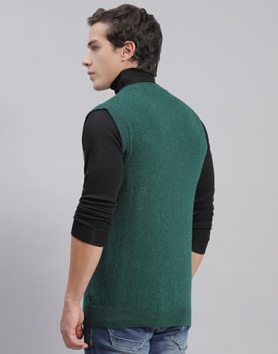 Image of Monte Carlo Off White Solid V Neck Sweater | Warm Woolen Pullover for Men | Soft Comfortable Knitted Winter Wear Sweater for Men's