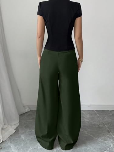 Image of Leriya Fashion Cargo Pants for Woman | Cargo Pants for Women Cotton Wide Leg Utility Fit Flap Pockets | Trousers Fors Women, Relaxed Fit Baggy Pant Airport Outfit for Womens Streetwear Attire