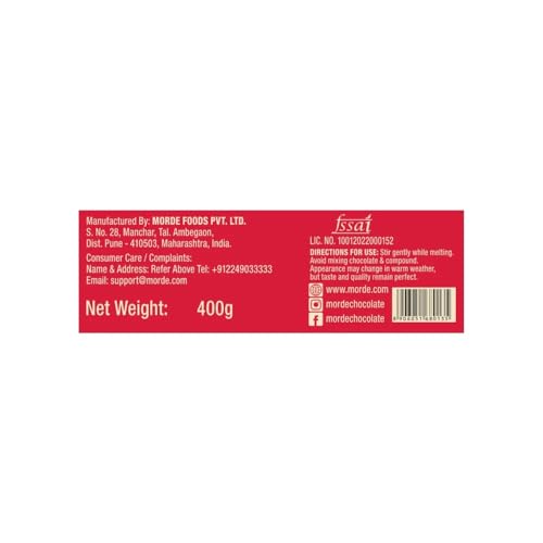 Image of Morde Dark Compound Chocolate Bar, CO D15, 400g, For Frosting, Cookies, Ice Creams, Ganache