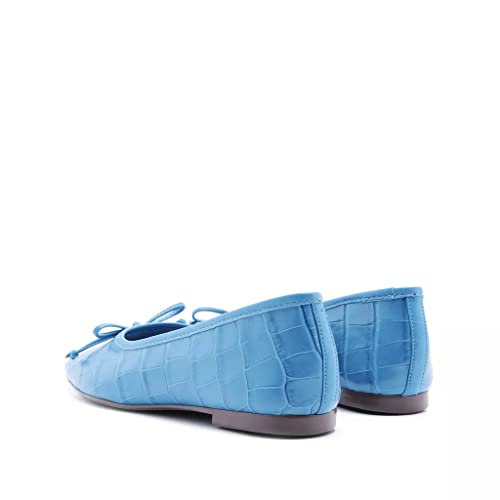 SCHUTZ Arissa Square Toe Bow Ballet Flats Slip On Ocean Blue Leather Flats4