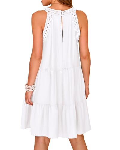 KIRUNDO Womens Summer Casual Sleeveless Halter Sundress 2025 Hollow Out Tiered Swing A Line Mini Beach Vacation Dresses2