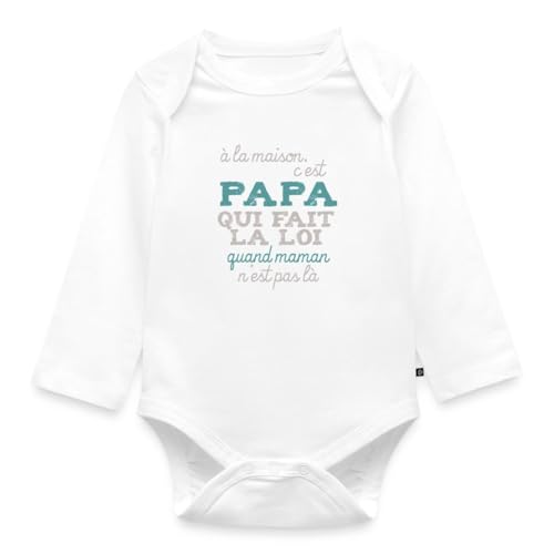 Body manches longues bébé bio Spreadshirt Papa fait la loi pour le quotidien