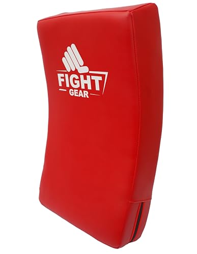Muka Sports Kick Shield Strike Curved Muay Thai MMA Kicking Shield for Punching Foot Target Kickboxing Taekwondo & Martial Arts Pads with 3 Padded Handles (Red)