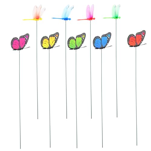 SEWOART Piquets Décoratifs De Jardin Libellule Artificielle en PVC 9 Cm, Lot de 48 Pièces pour Décoration De Pelouse Et Plantes D'intérieur, Résistants à l'eau, Ailes Mobiles Réalistes