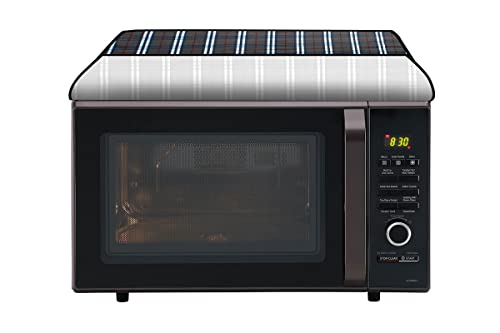 Image of Stylista PVC Microwave Oven Cover for LG 32 L Convection MC3286BRUM, Checkered Pattern Black White