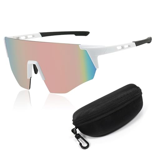 Sunshinestar Schnelle Brille, Fahrradbrille Herren Sonnenbrille UV400 Schutz Winddicht Anti-Beschlag,Laufbrille Damen Sportbrille für Radfahren MTB Rennrad Ski Laufen Golf Rave Outdoor Aktivitäten