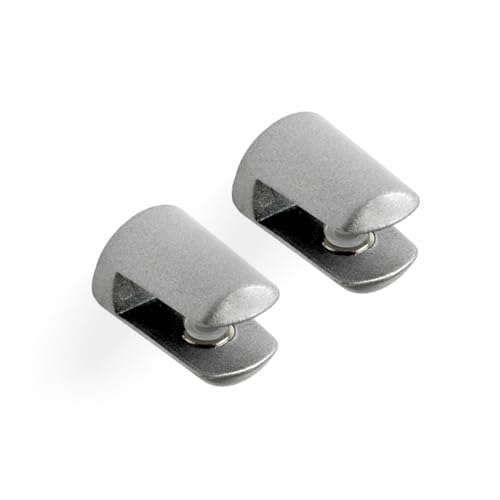 Pack 2 Soporte Estantería de Pared - Soporte Balda de Cristal - Espesor de 3 a 6 mm - Tipo Pelicano Cilíndrico- Incluye Tornillería - Acabado Cromo mate - REI