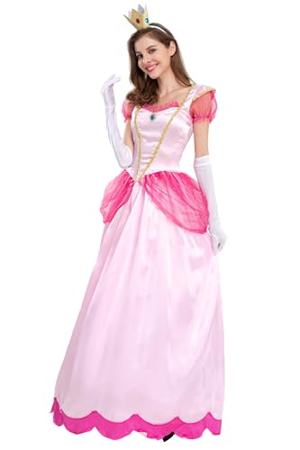 Bliwandefmark Princess Peach Costume Adult Halloween Cosplay For Women With Accessories Large