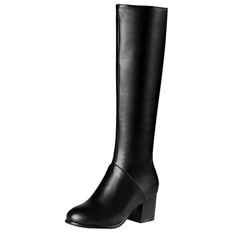 CUTEHEELS Women Knee High Jack Boots Black Cover