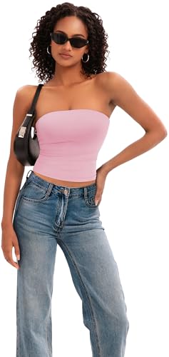 Image of MIRITY Y2K Sexy Double Lined Tube Top for Women - Basic Summer Going Out Tank Tops