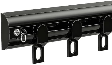 Ultra-Thin Single Rail Curtain Track Kit - Wall Mounted Drapery Rod for Doors & Windows, RV, Bay Windows - No Light Leakage - Black, 110cm/3.61ft