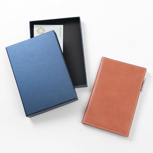 Passport Wallet for Travel, Leather Passport holder for Men and Women, Slim Bifold Travel Wallet with Zippered Coins Pocket and SIM Slots Passport Cover (Cameo Brown) — view 6