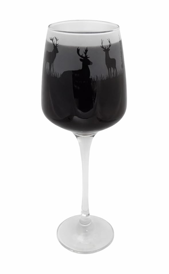 Beautiful 'Stag' Hand Etched Stemmed Wine Glass - Lovely Stag Gift!