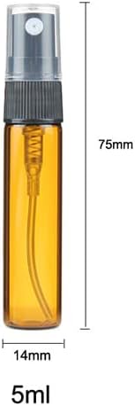 Miniatura 2 de Paquete de 25 recipientes de botella de vidrio con atomizador de botella marrón Protable, pulverizador negro, tapa transparente, muestra de perfume,