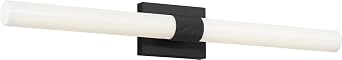 Generation Lighting GLV1642MBK-L Sarco 36-in LED Bathroom Vanity Light in Midnight Black with White Acrylic Shade for Bathroom Light Fixtures Over Mirror and Vanity Lights for Bathroom Areas