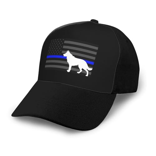 Police K9 Thin Blue Line Unisex Classic Adjustable Curved Brim Baseball Cap, Trucker Hat