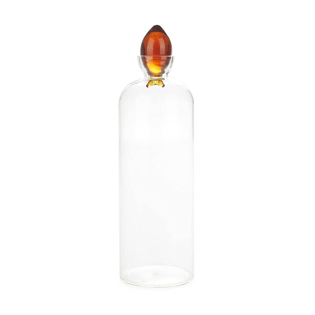 Balvi Botella de Agua Gourami Color Ambar con Tapón en Forma de Pez 1.1 L. Vidrio Borosilicato 30cm