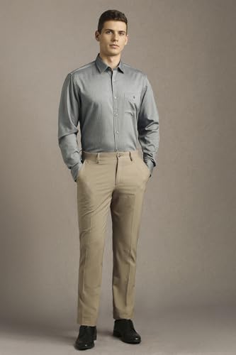 Image of Louis Philippe Men's Slim Fit Signature Oxford Easy Care, Natural Stretch Full Sleeve Solid Casual Shirt, Cotton