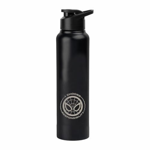 Image of SKI Sprint Stainless Steel Sipper Water Bottle with Laser Print, for School, Office, Gym, Home, Travel | AdultS &Teens | 950 ML, Leakproof, Rust free | Character Merchandise SPIDERMAN