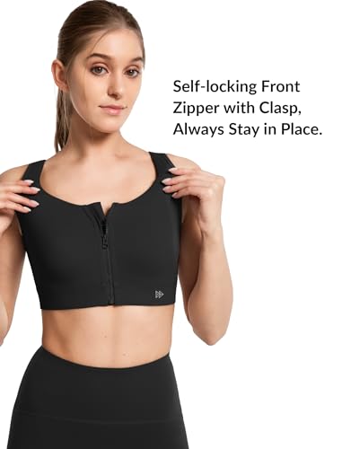 Yvette Front Zip Sports Bras for Women High Impact V-Back Supportive Bras for Plus Size4