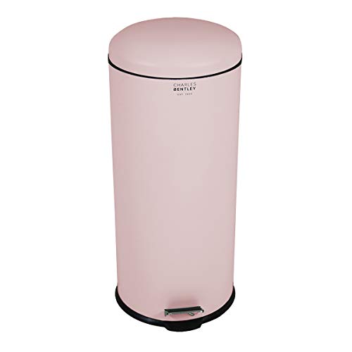 Charles Bentley 30L Dôme Poubelle Matte Rose Cuisine Pastel Sombre Pédale douce Fermer Taille moyenne H68 x D29.2cm