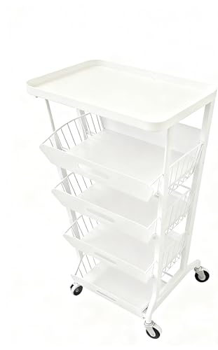 Ornesita キャスター付き キッチンラック （White）