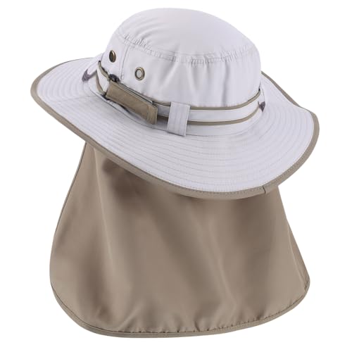 Image of Home Prefer UPF50 Mens Sun Hat with Neck Flap Quick Dry UV Protection Cap Womens Wide Brim Fishing Hat Neck Flap Beach Garden