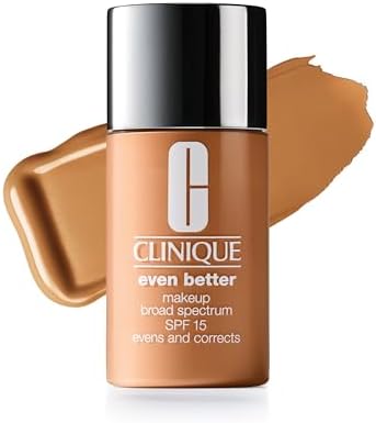 Clinique Even Better Makeup Liquid Foundation SPF 15 With Vitamin C For Dry + Oily Combination Skin Types | Medium Coverage + Natural Finish | Evens Skin Tone + Reduces Dark Spots, Cream Caramel