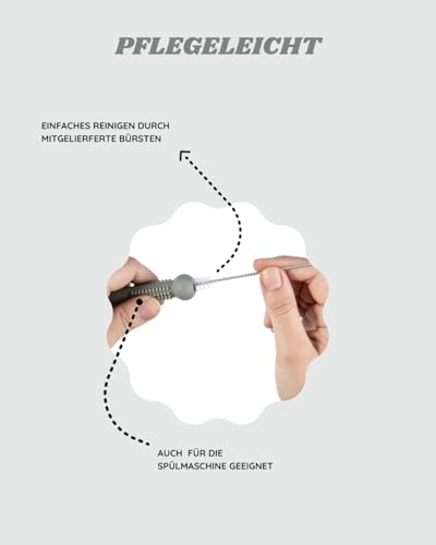 MiniMates 8x Beißröhrchen Beißring - Kausticks für Baby | Zahnungshilfe ideal für Backenzähne | Beißröhrchen aus Silikon BPA- frei | Beißring | 8 Stück inkl. 2 Bürsten
