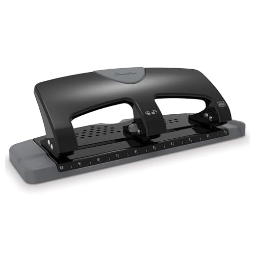 Swingline 3 Hole Punch, Desktop Hole Puncher 3 Ring, SmartTouch Metal Paper Punch, Home Office Supplies, Portable Desk Accessories, 20 Sheet Punch Capacity, Low Force, Black/Gray (74133)