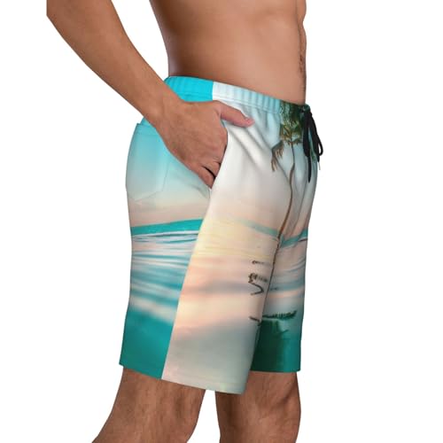 Men's Beach Shorts Coconut Tree Mens Swim Trunks Board Shorts with Pockets Swimwear Bathing Suits3