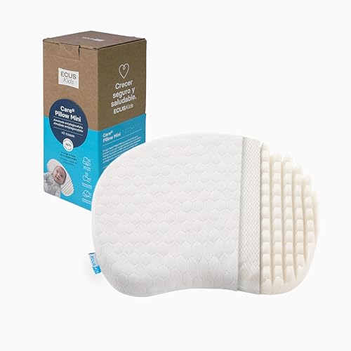 Ecus Kids | Cojin Plagiocefalia Bebe Care Pillow Mini 55 cm. Almohada Que Previene Cabeza Plana y Plagiocefalia Postural. Tejido Hipoalergénico y Transpirable, Desenfundable y Lavable