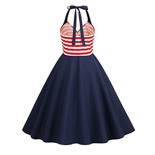 Image of Women Dress American Flag Print Vintage Maxi Dress