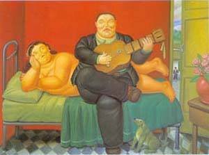 Peinture à l'huile A Concert 1995 Botero tableau salon 24x36 pouces