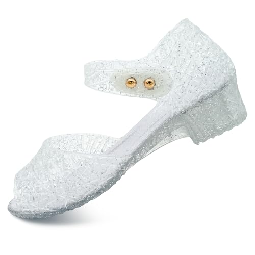 Image of techcity Princess Girls Sandals Dress Up Dance Party Cosplay Jelly Shoes for Kids Toddler Mary Janes