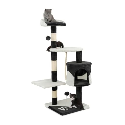 lionto Tiragraffi per Gatto Albero Tiragraffi Gatto Gioco Giocattolo Gatti Altezza 112 cm Nero/Bianco