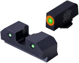 XS SIGHTS 3-Dot Tritium Night Sights, Fits Glock Gen 1 – 5 +MOS Pistols, Dual Illuminated Orange Front Sight Equipped with Tritium/Photoluminescent Glow Dot (Glock 17, 19, 22-24, 26, 27, 31-36, 38)