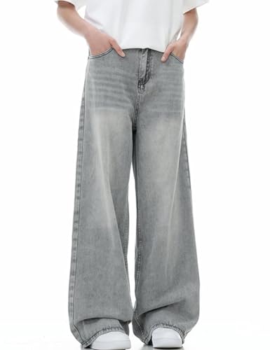 Mens Baggy Jeans Y2k Hip Hop Streetwear Pants Wide Leg Skater Denim Pants Vintage Grey Jeans Trousers2
